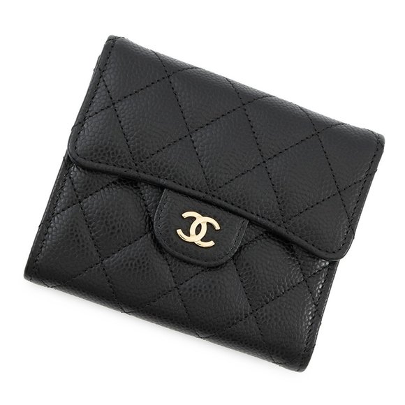 CHANEL Matelasse Coco Mark Classic Small Flap Wallet in Caviar Skin, Black, A... - Picture 1 of 15